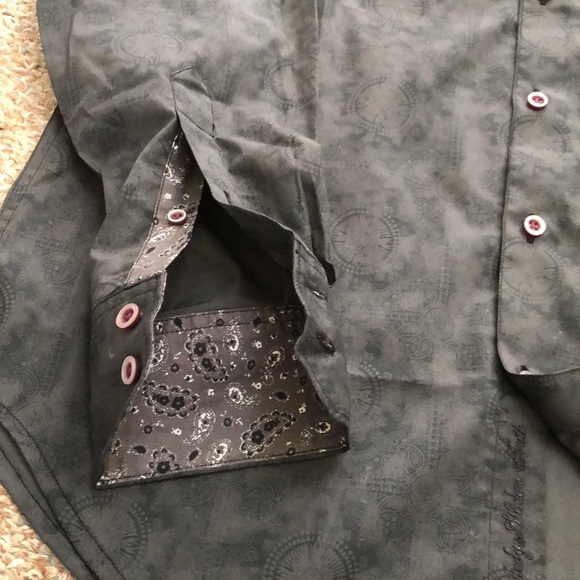 Robert Graham Mens Black Print Sutton Flip Cuff Button Down Shirt have S &M - Picture 7 of 12